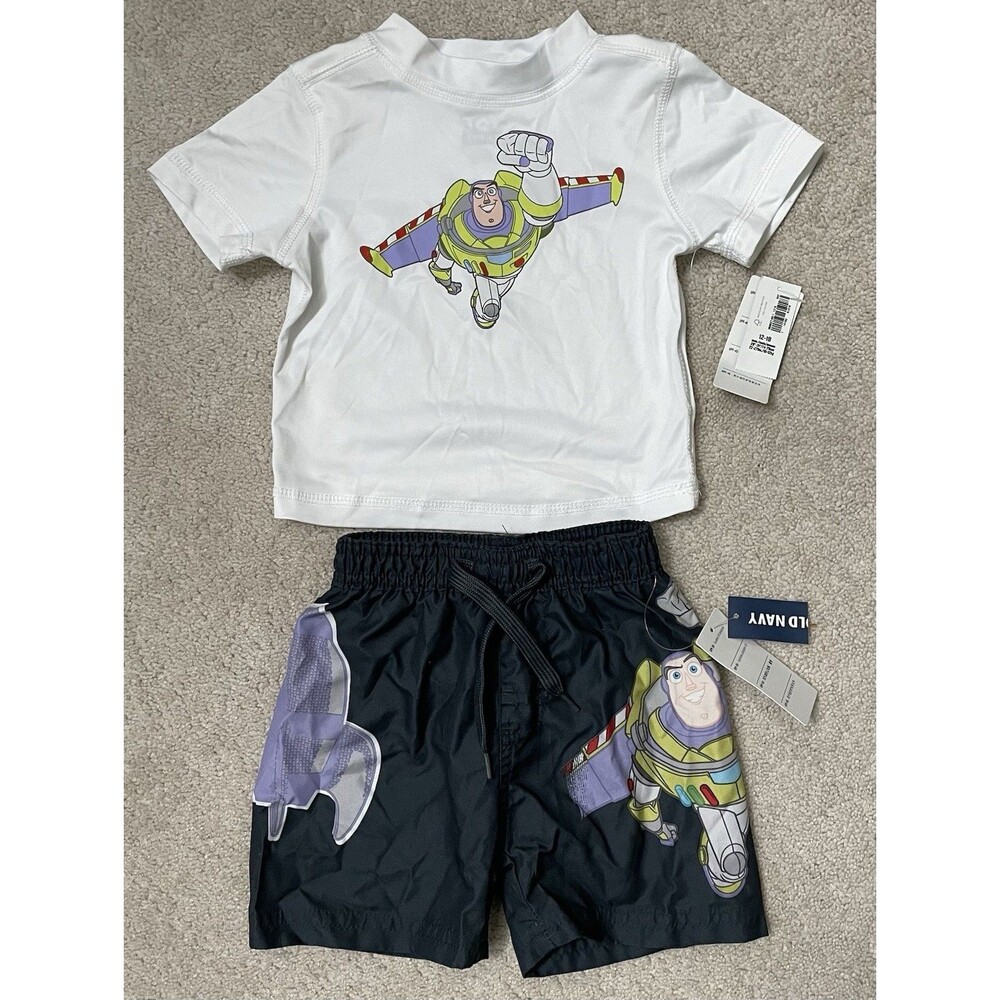 NWT's Old Navy Disney Pixar Toy Story Baby Boy 12/18 Rash Guard Swim Set